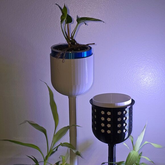 Aquaponic Aquarium Wicking Planter Pot White Blue Self Watering Fish Tank Decor - Picture 1 of 15